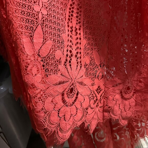 Torrid size 2 coral floral lace 3/4 sleeve open cardigan kimono tunic - Picture 2 of 9